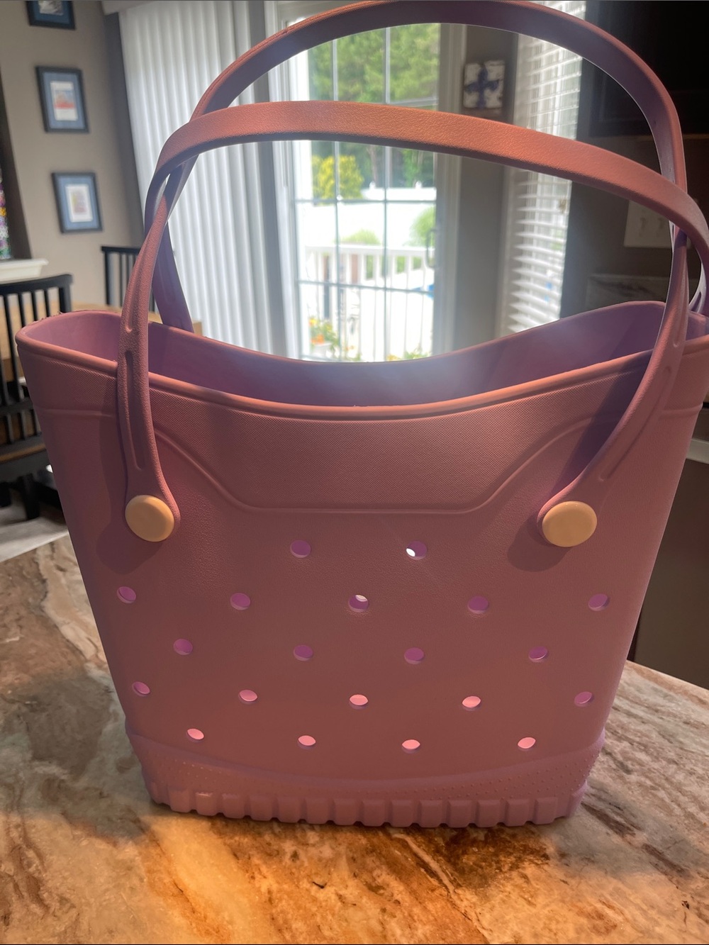 Purple Women’s Tote Bag with Button Accents